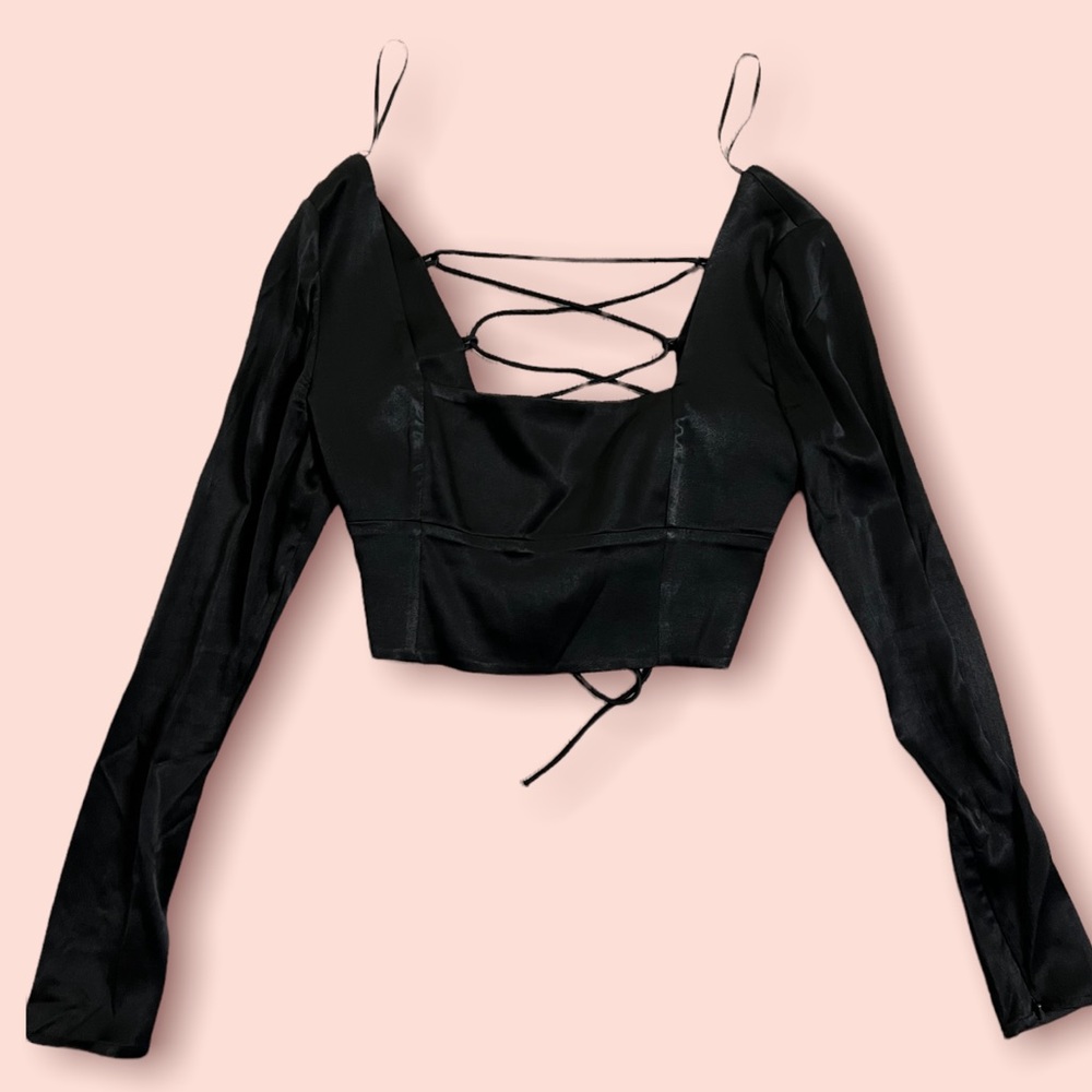Zara cross back silk top